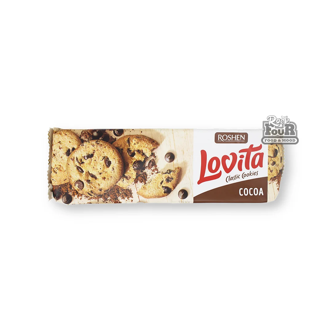Печенье «Roshen Lovita Classic Cookies Какао» с шоколадной крошкой 150г